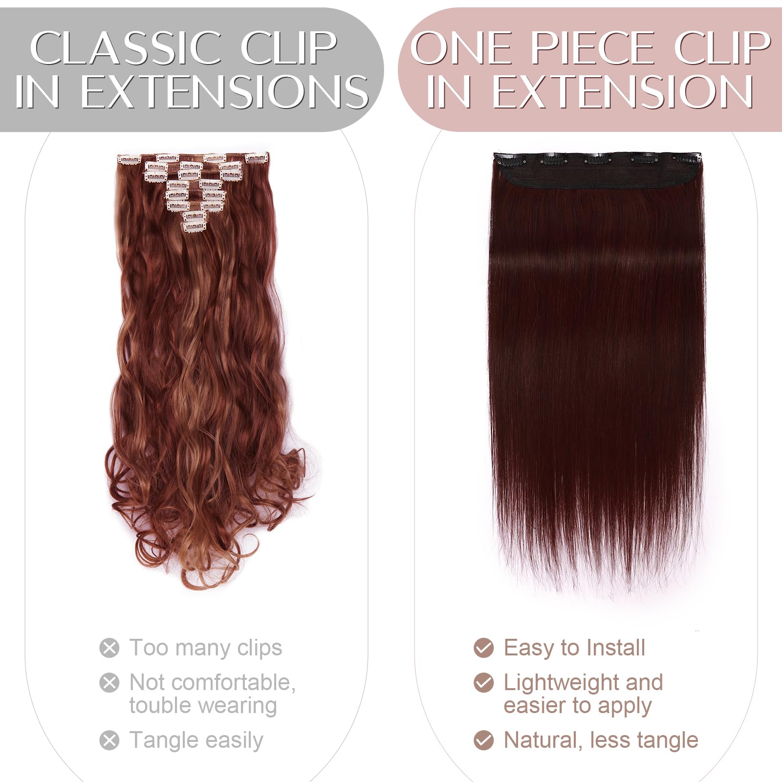 20 inches SEGO One Piece Hair Extensions Clip in Human Hair [#1B Natural Black] Real Remy Hairpieces for Women 3/4 Full Head Straight Invisible (50g) — view 144