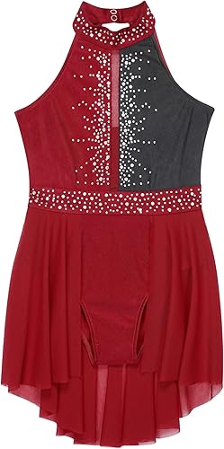 Miniatura 9 de CHICTRY Leotardos de gimnasia de ballet con diamantes de imitación brillantes para niños y niñas