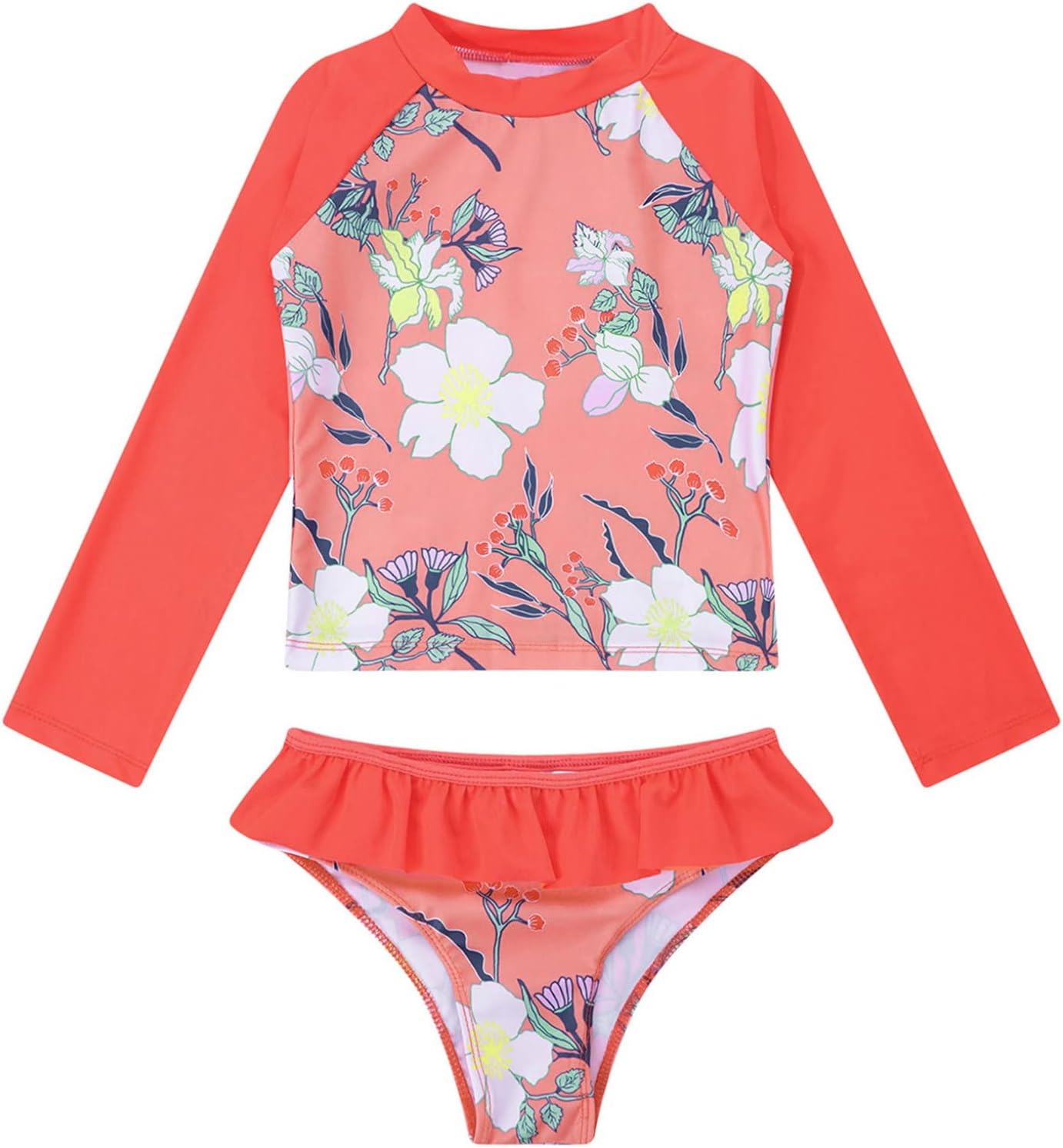 Freebily Baby Child Girls Two Piece Tankini Swimwear Summer Beachwear Rash Guard with UPF 50+