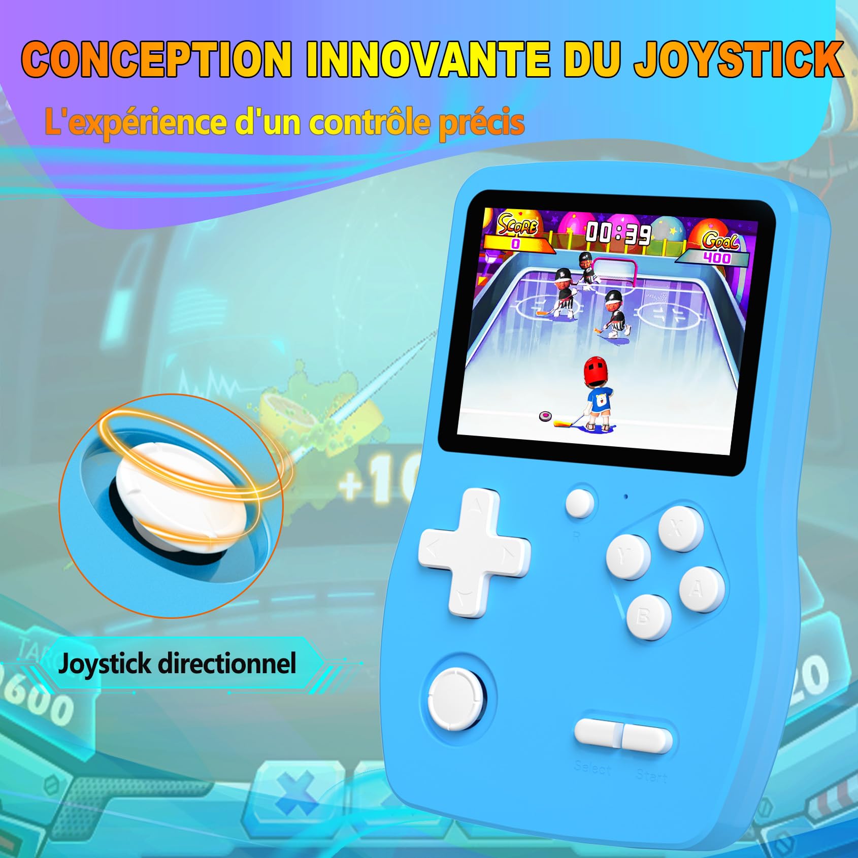 32 Bit Console de Jeux Portables pour Enfants avec 139 Jeux Vidéo, Lecteur de Jeu avec écran IPS de 3,0" Batterie Rechargeable, Jeu de Voyage Cadeaux Jouets pour Garçons Filles (Bleu)