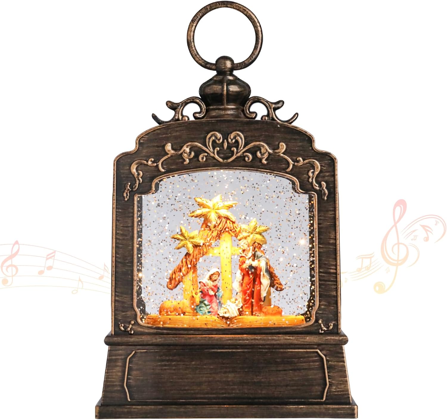 Amazon.com: Christmas Snow Globes Musical Lantern - Snow Globe Nativity ...