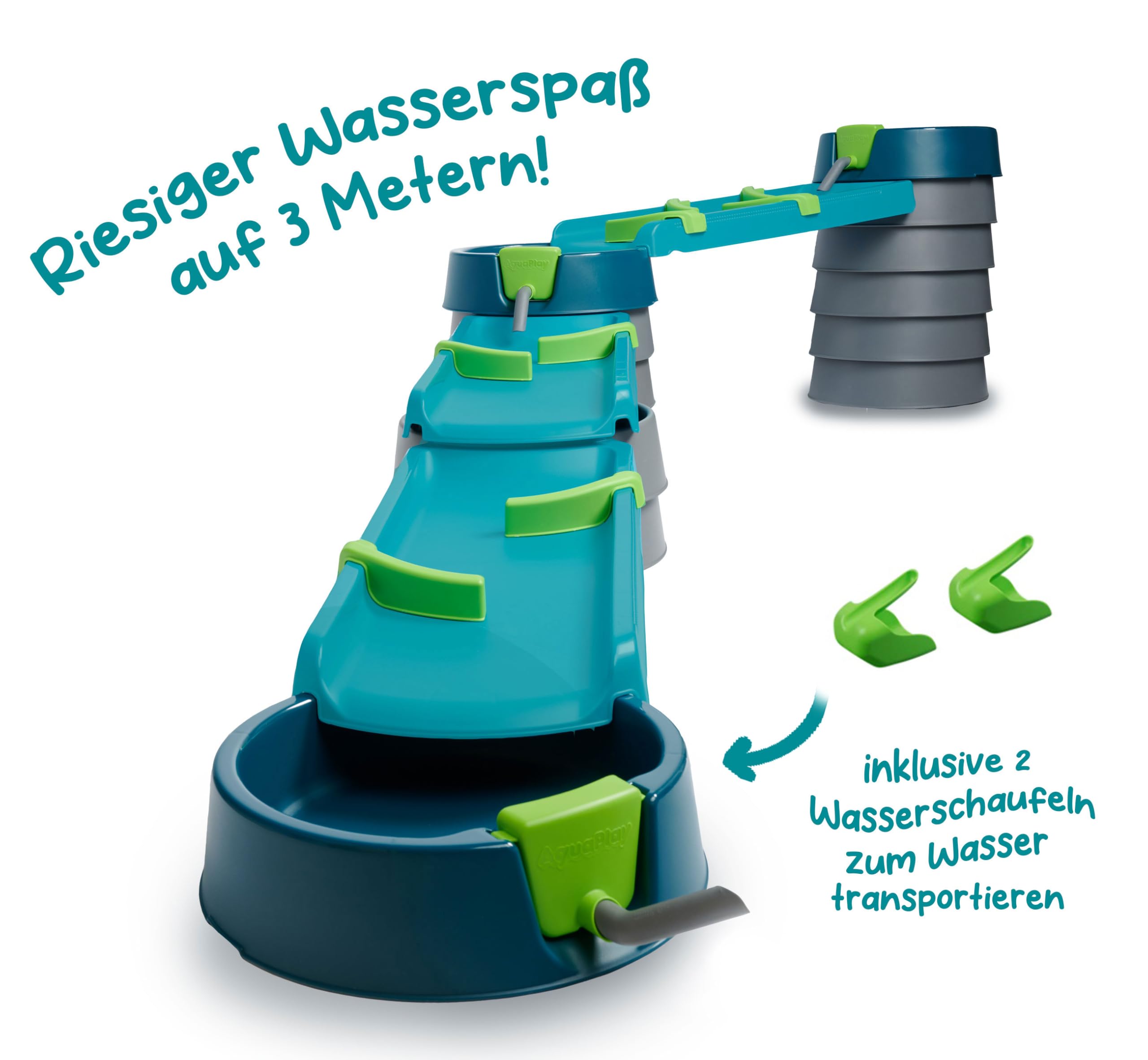 AquaPlay Mudway Stream - Circuit de Jeu d'eau et de Sable combiné avec écrous, bassins et curseurs, système d'emboîtement Flexible, résistant aux intempéries, Jeu d'eau d'extérieur connecté à la