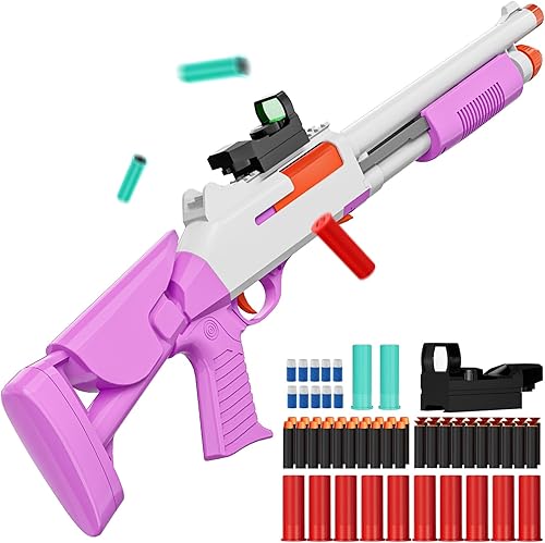 Ouzhimanxing Pistola de juguete de expulsión de carcasa de escopeta de juguete (33 pulgadas), pistola de balas suaves con 10 carcasas y 40 dardos Ouzhimanxing Pistola de juguete de expulsión de carcasa de escopeta de juguete (33 pulgadas), pistola de balas suaves con 10 carcasas y 40 dardos