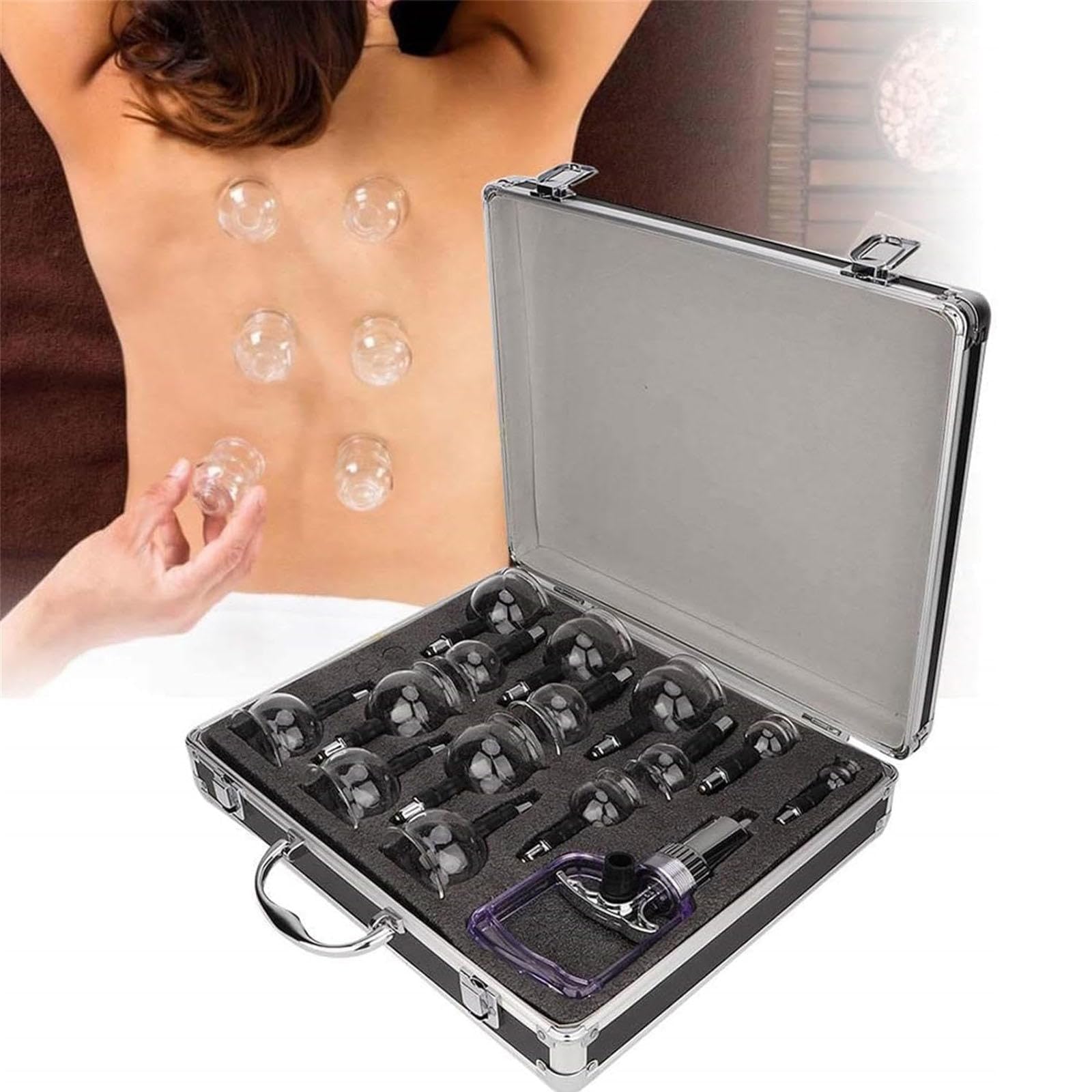 Set di coppette da 14 Pezzi, Set di coppette Cinesi sottovuoto, Terapia di coppettazione Fisica Cinese con Punti di agopuntura per Salone di Bellezza o Uso Domestico