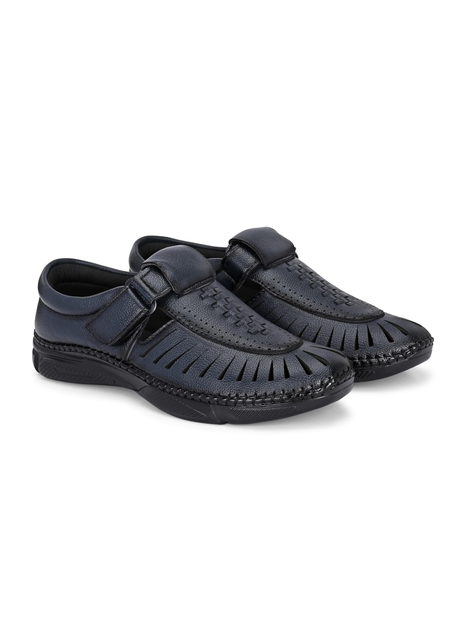 rising wolf Men’s Comfort Sandals | Velcro Closure | Breathable Cut Design | Lightweight & Durable Everyday Wear-picture-26