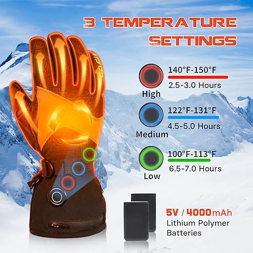 Miniatura 3 de COFIT Electric Battery Heated Gloves for Men and Women Waterproof Rechargeable Ski Gloves with 3M Thinsulate Winter Gloves for Skiing Snowboarding
