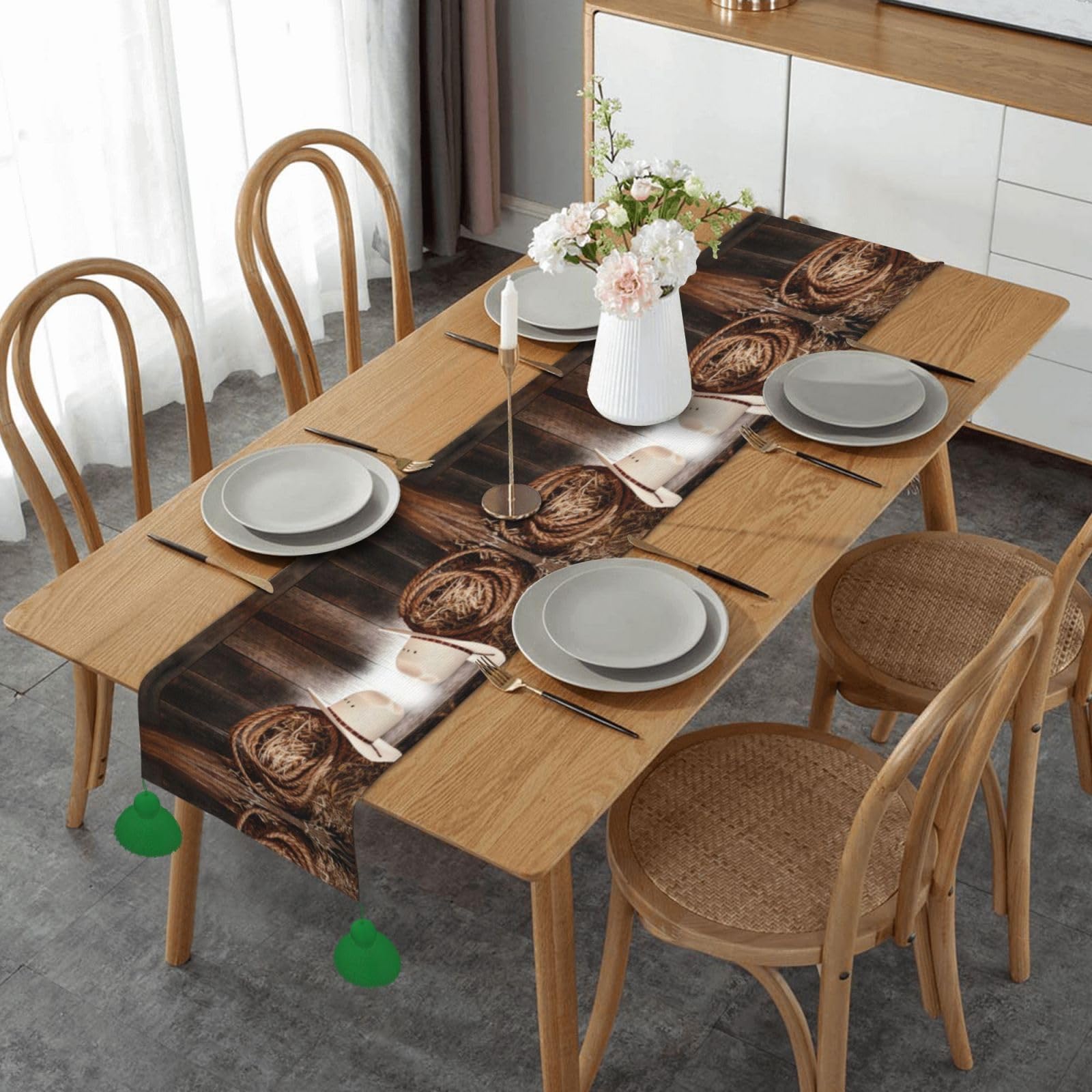 Chemin de table de salle à manger rustique pour décoration de Noël chaleureuse