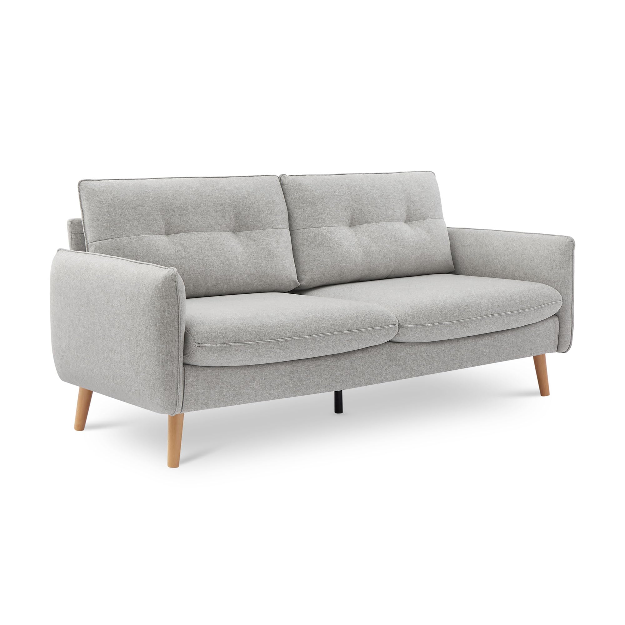 Canapé 3 Places Scandinave CHLOÉ en Tissu Gris Clair – Canapé Droit Élégant et Moderne – Sofa Spacieux et Confortable Style Nordique Chic pour Salon ou Bureau – Canapé Rectiligne 210x82x92 cm
