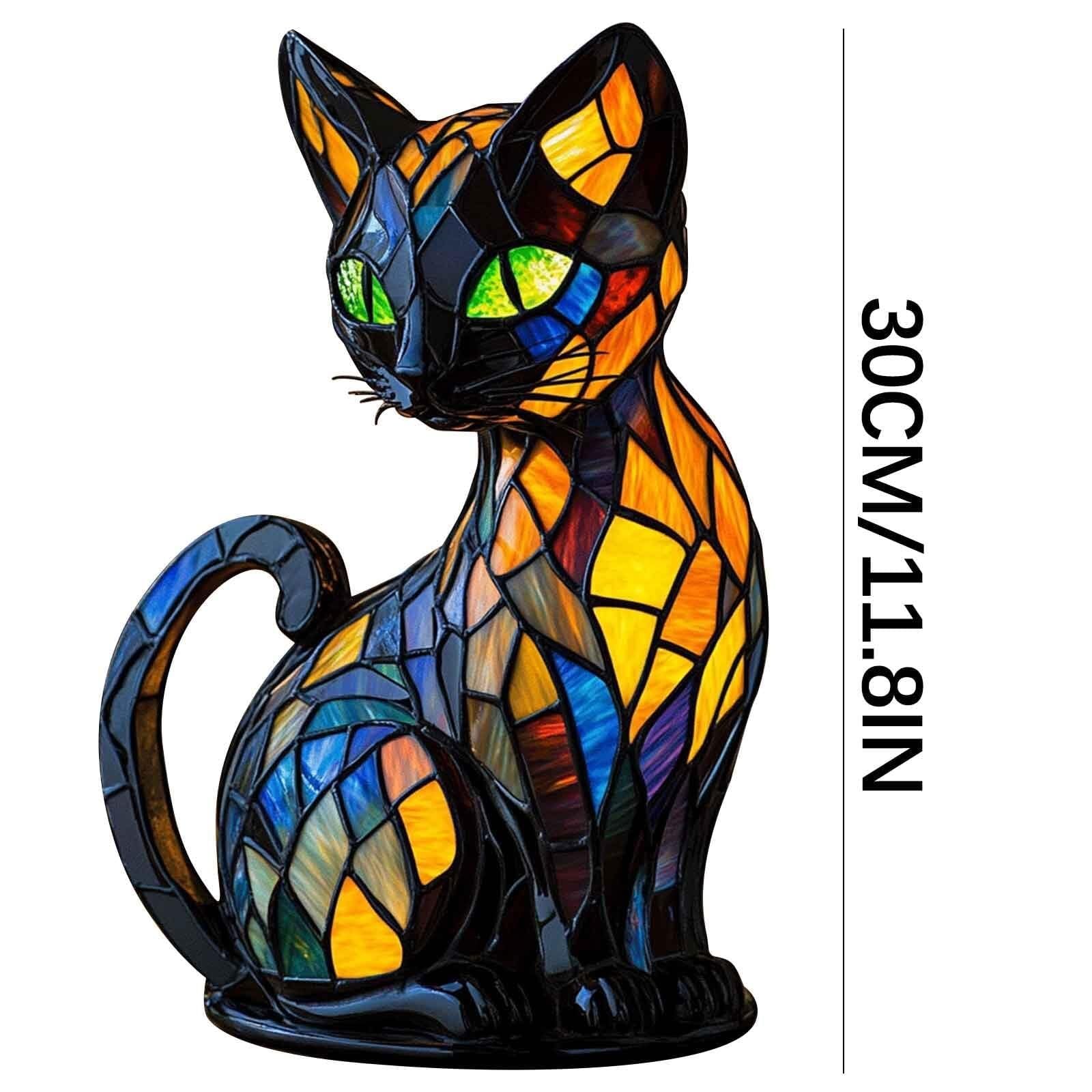 アンティークな猫付きステンドグラスランプ 正規良 限定 ティファニー アンティーク ステンドグラス×ランプ