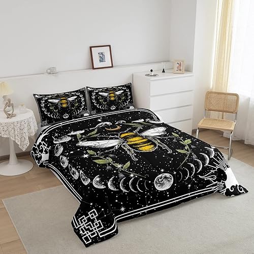 Miniatura 2 de Erosebridal Juego de edredón de abeja tamaño Queen, juego de ropa de cama con temática de animales, edredones y juegos de edredón del zodiaco