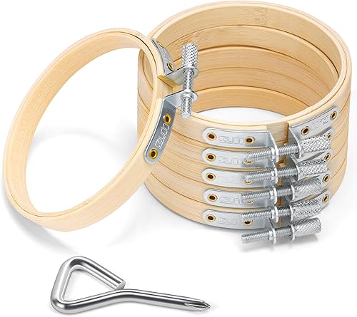 Miniatura 10 de Caydo Juego de 6 aros de bordado circulares para punto de cruz, de 4 a 10 pulgadas, para bordado y punto de cruz