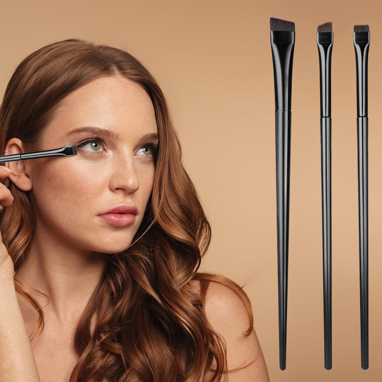 Lot De 3 Pinceaux À Sourcils Pinceau À Sourcils Biseauté Fin Pinceaux De Maquillage Ultra Fins Pinceaux De Maquillage À Poils Synthétiques Sans Cruauté Envers Les Animaux