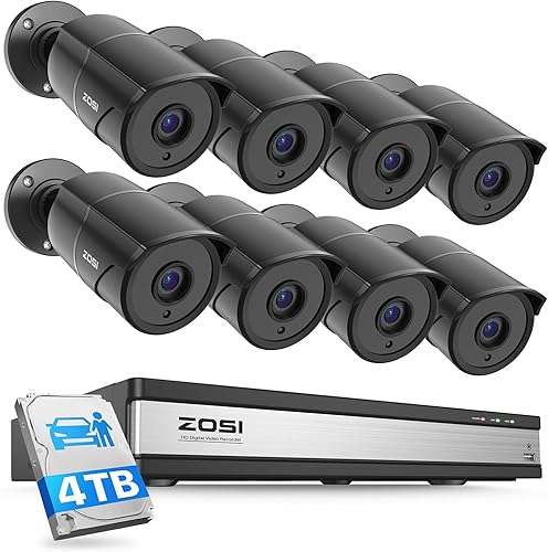 Miniatura 12 de ZOSI Paquete de 2 cámaras de seguridad HD 1080P con audio, cámara de vigilancia doméstica de 2 MP para interiores y exteriores, visión nocturna IR