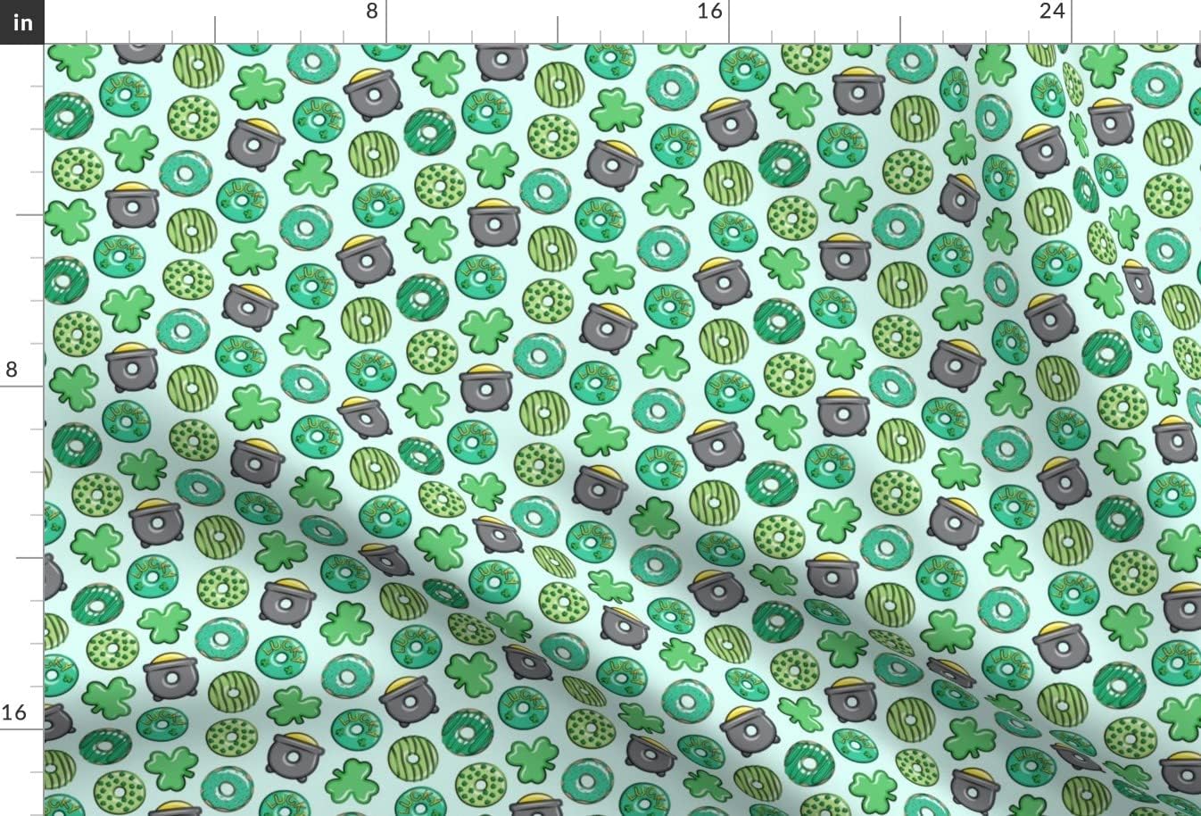 Spoonflower Fabric - Small Scale Patricks Day Donuts Green Mint Lucky Shamrock Leaf Clover Printed on Minky Fabric by The Yard - Sewing Baby Blankets Quilt Backing Plush