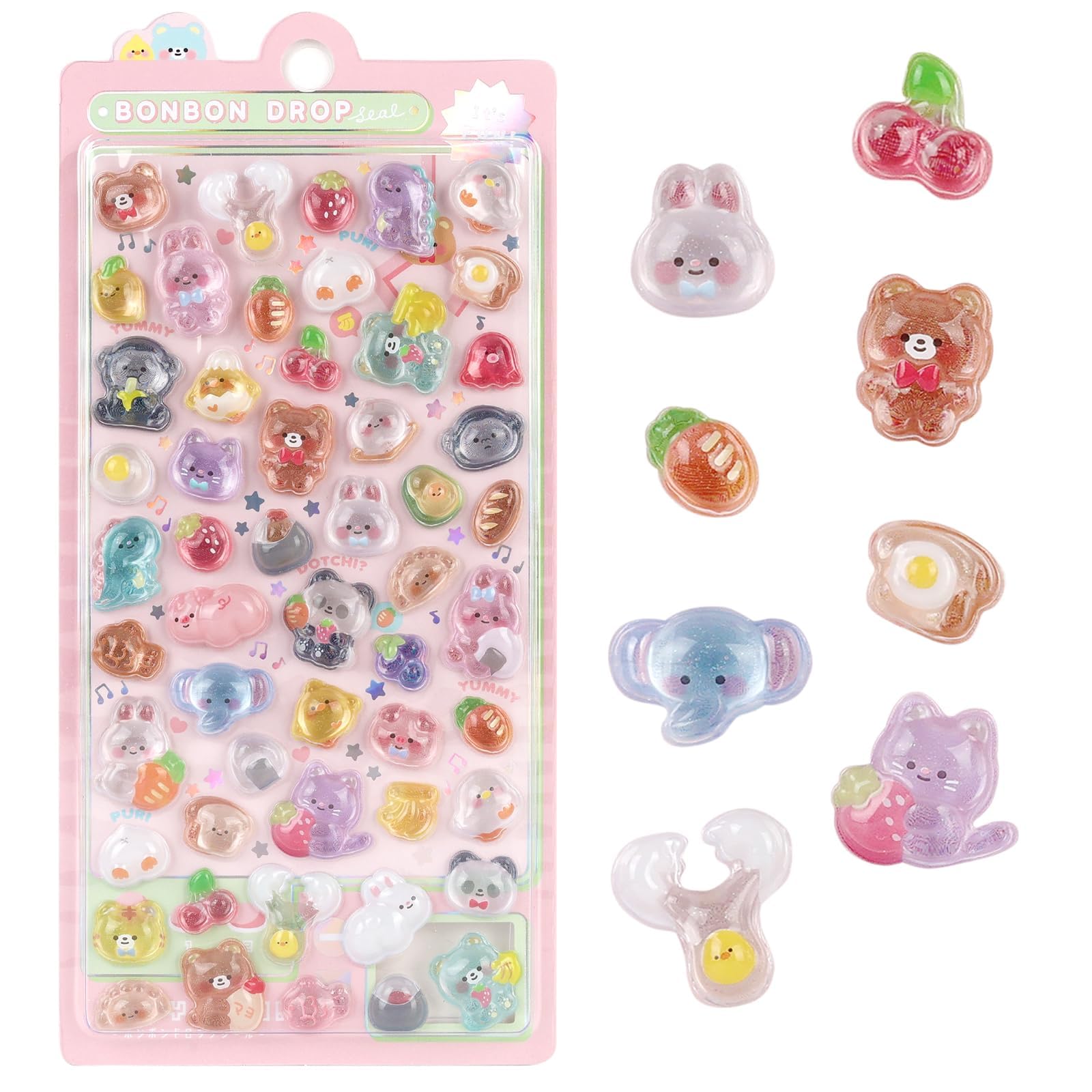 Stickers Animali 3D, Adesivi 3D per Bambini, Puffy Stickers Animali, Puffy Adesivi, Kawaii, Ricompensa e Decorazione, per Bottiglie D'acqua, Custodie per Telefoni, Album di Ritagli