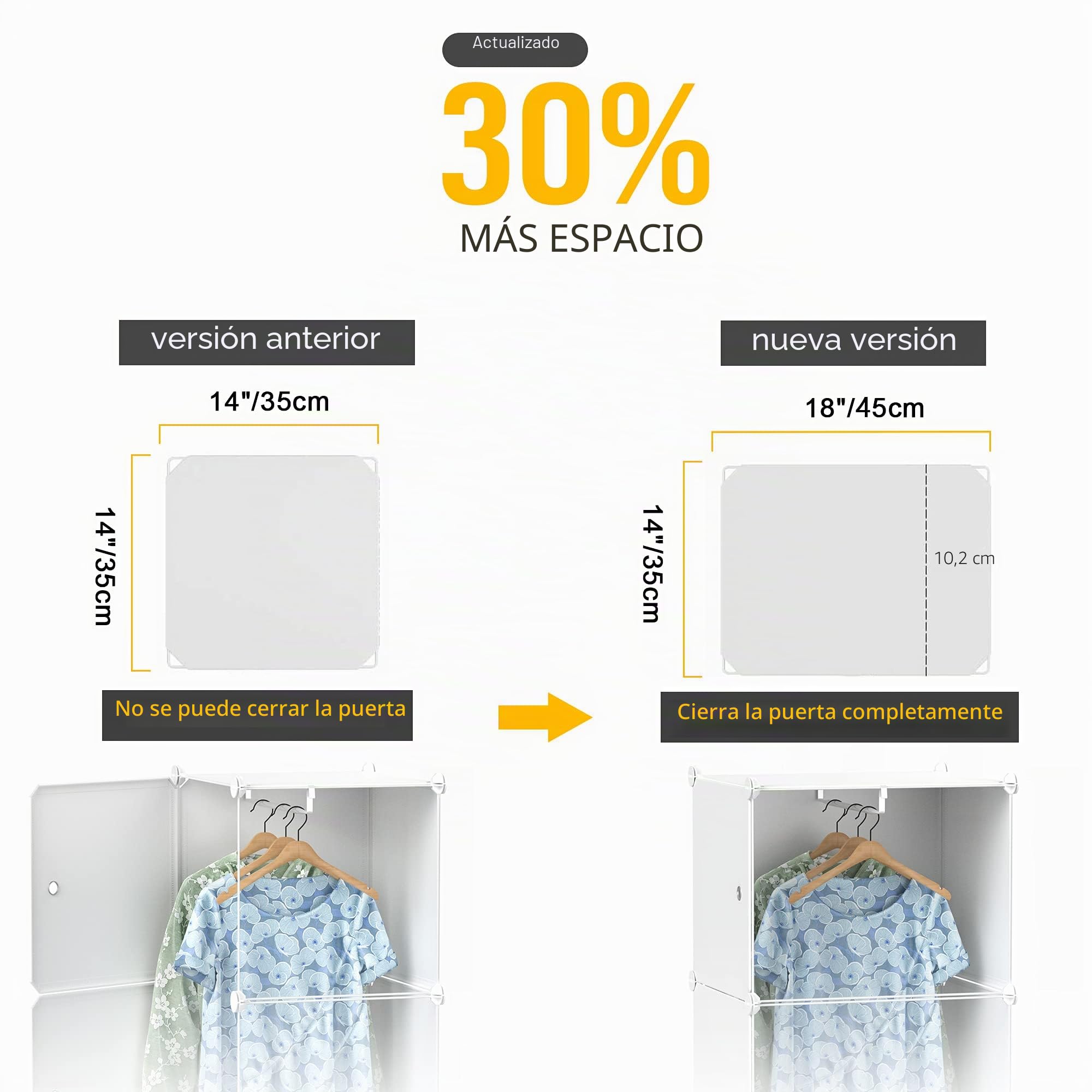 HOMIDEC Armario Modular, Guardarropa portátil para Colgar Ropa, 20 Cubo Ropero Armario Combinado con 3 Barra Colgante, Armario de Almacenaje de Ropa para Dormitorio