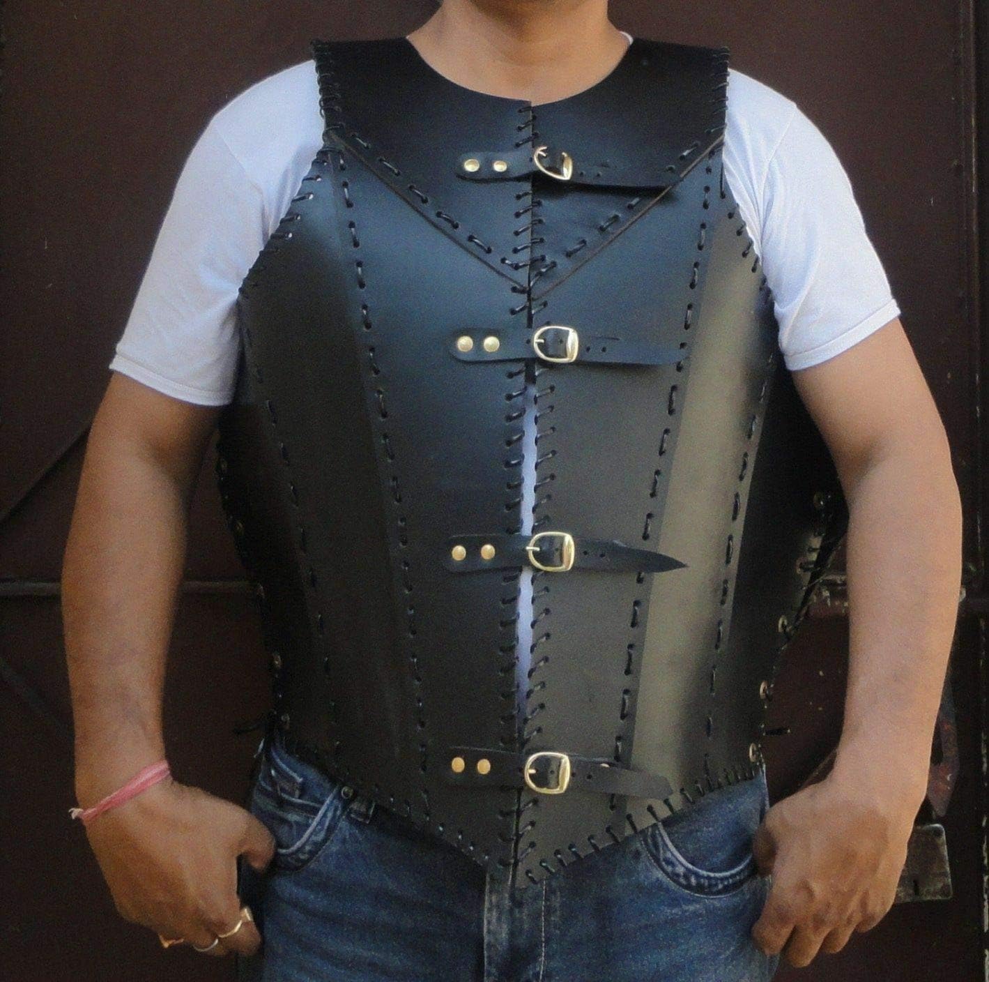 THENAUTICALMART Leather Armor Jacket Vest Medieval Knight Crusader Armor LKO (Leather) : Sports & Outdoors