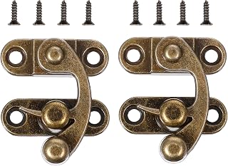 2 Stück Antiker Vintage Schnell Verschluss, Haken Verschluss Verriegelungshaken Haspe Drehriegel Vintage Haken Klein Antique Hook Hasp Latch mit Schrauben für Holzkiste Schmuckschatulle(33mm x 28mm)