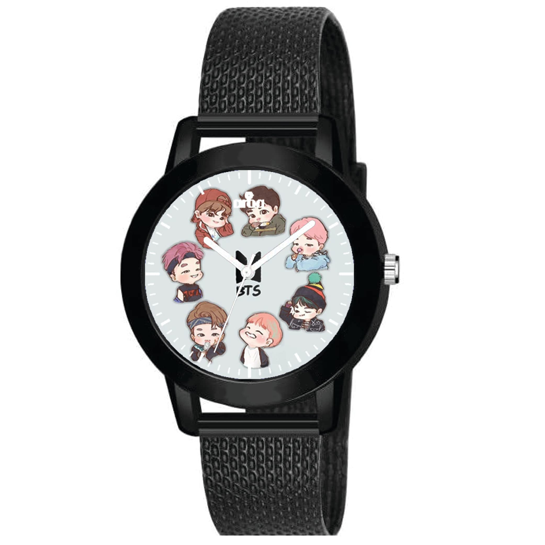 AROA Watch for Womens with BTS Jungkook Cartoon in Black Metal Type Rubber Analog Watch White Dial for Women Stylish Watch for Girls (B0C2PY7QSP) Amazon Price History, Amazon Price Tracker