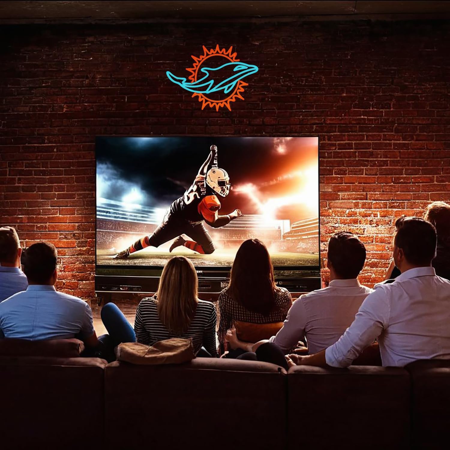 Letrero de neón de equipo deportivo de rugby adecuado para delfines para decoración de pared, alimentado por USB, intensidad regulable, luces LED para dormitorio, hombres, cueva, hogar, bar