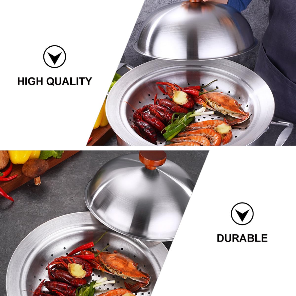 Vaporera Inoxidable Multifuncional con Tapa para Cocinar al Vapor Cocina y Profesional Reutilizable y Resistente para Bollos Pescado y Mariscos