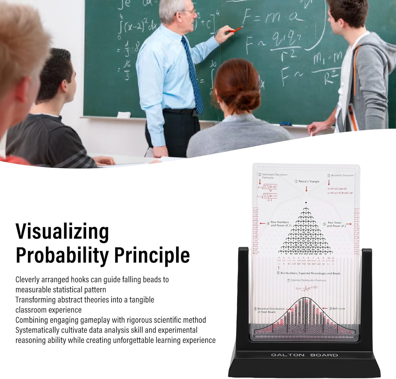 Yunseity Probability Demonstrator, Normal Distribution Model Physics Teaching Aid with Physical Experiment Model, for Classroom Demonstration