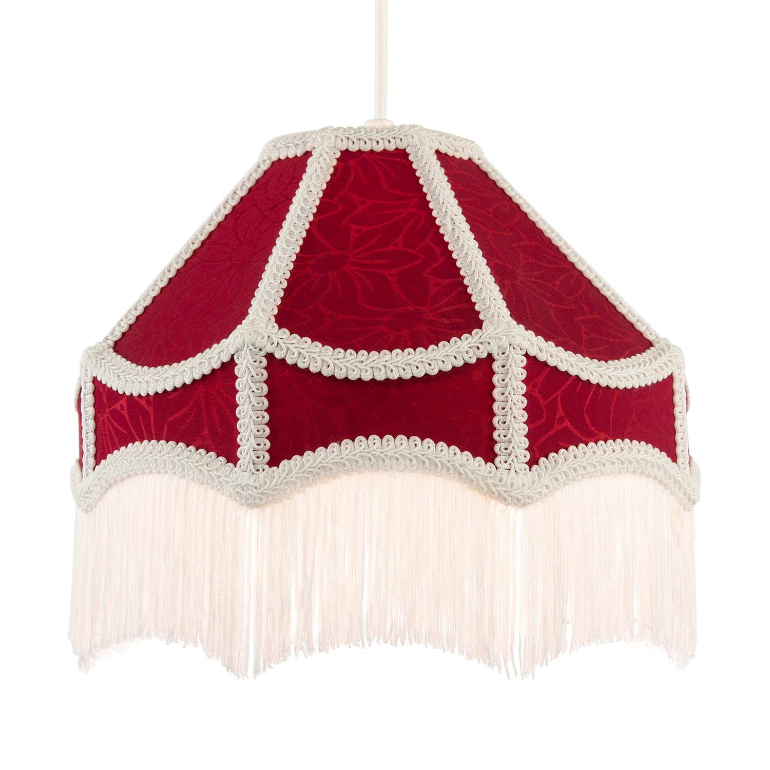 Happy Homewares Unisex Burgundy Classic Victorian Style Empire Pendant Shade In Red Fabric | : 12 Inches