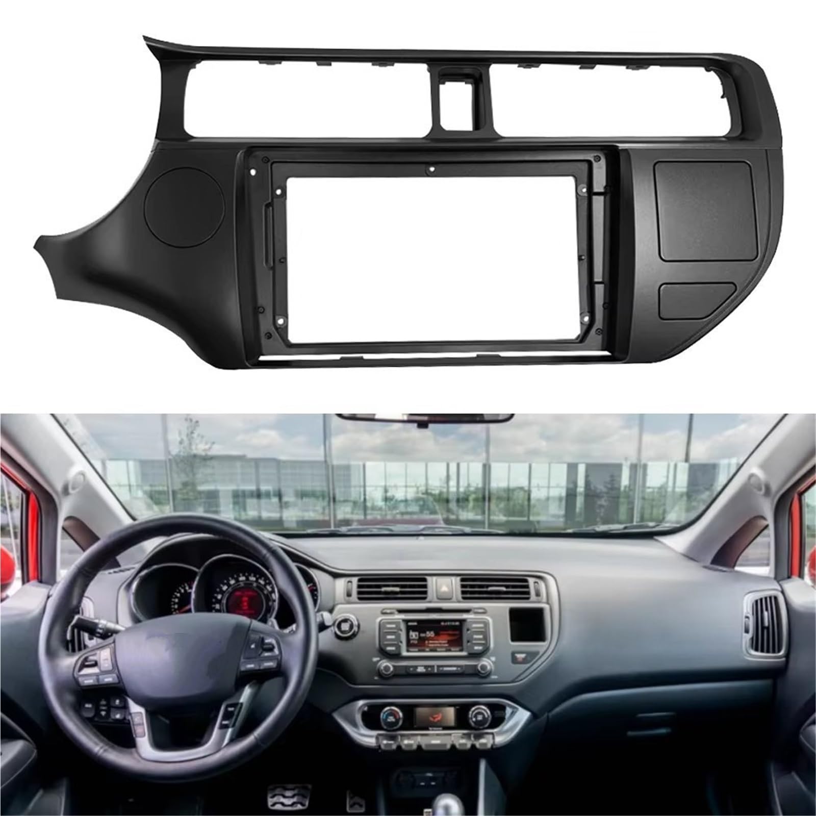 Panel Embellecedor Radio Kit Instalación Panel Biselado DVD Doble DIN Fascia Radio 9 Pulgadas para KIA para Reproductor Estéreo para Rio 2012 Marco Radio para Coche(B Left- Cord)