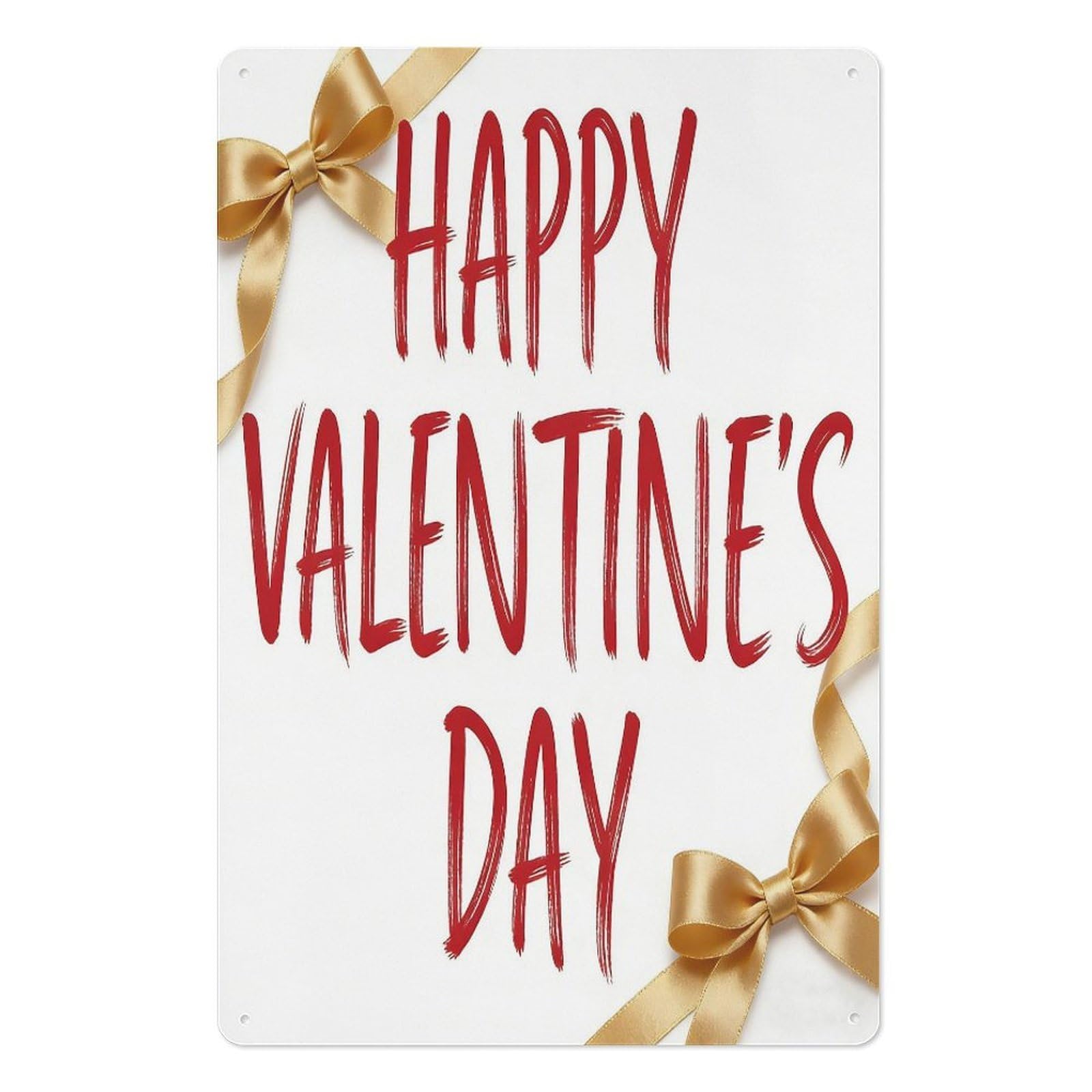 peiyeety Happy Valentine's Day Metal Tin Sign 8x12 Inch – Red & Gold Wall Decor Plaque for Romantic Gift