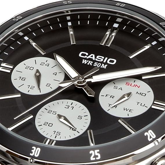 Casio MTP-1374D-1A3V Standard Quartz Men's Wristwatch, Multi-Axis, 24-Hour Display, Black, Overseas Model