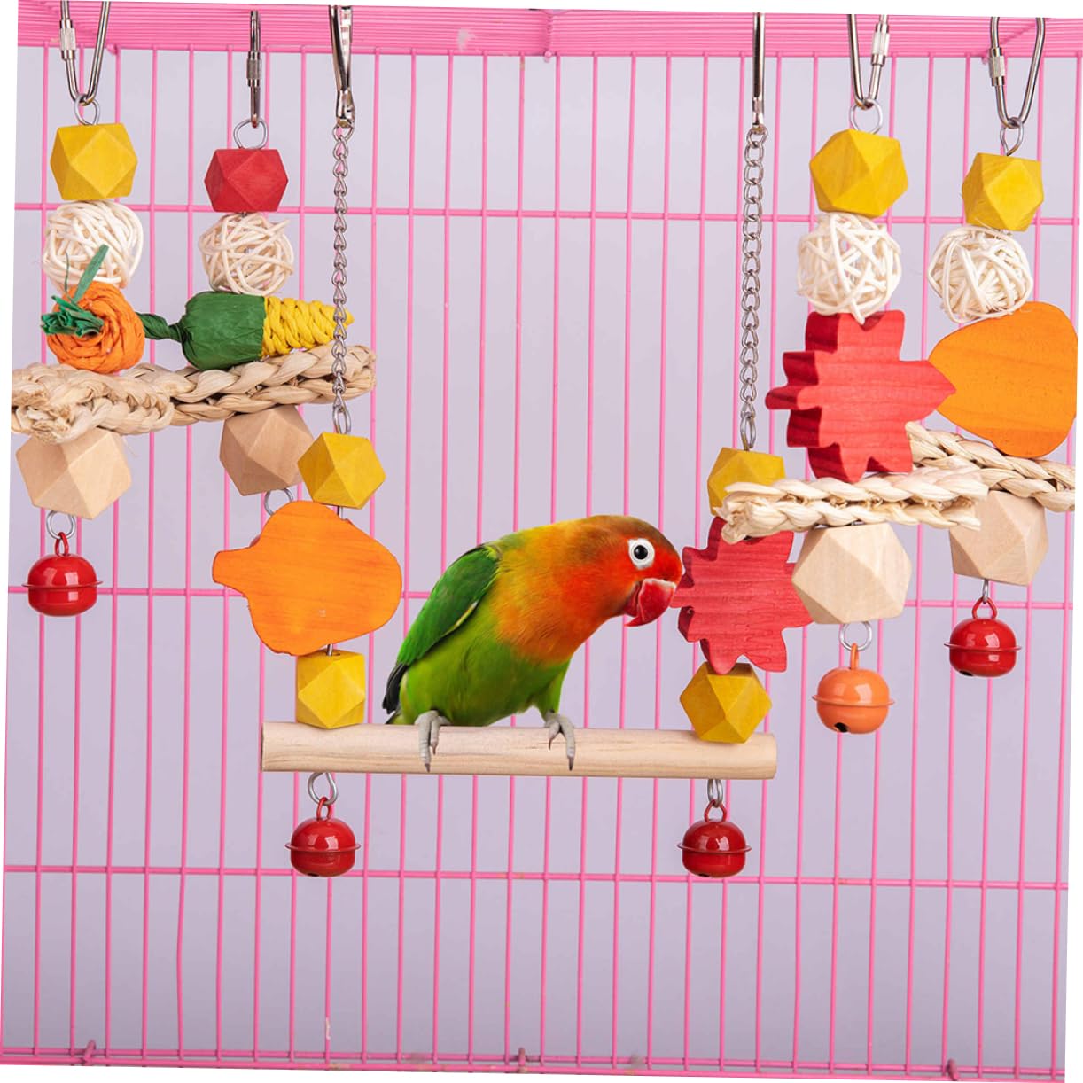 BESPORTBLE 4sätze Vogelspielzeug Holz Teiliges Hängeschaukel-Spielzeug Für Wellensittiche Und Papageien Sicher Und Langlebig Für Vogelkäfige Deko