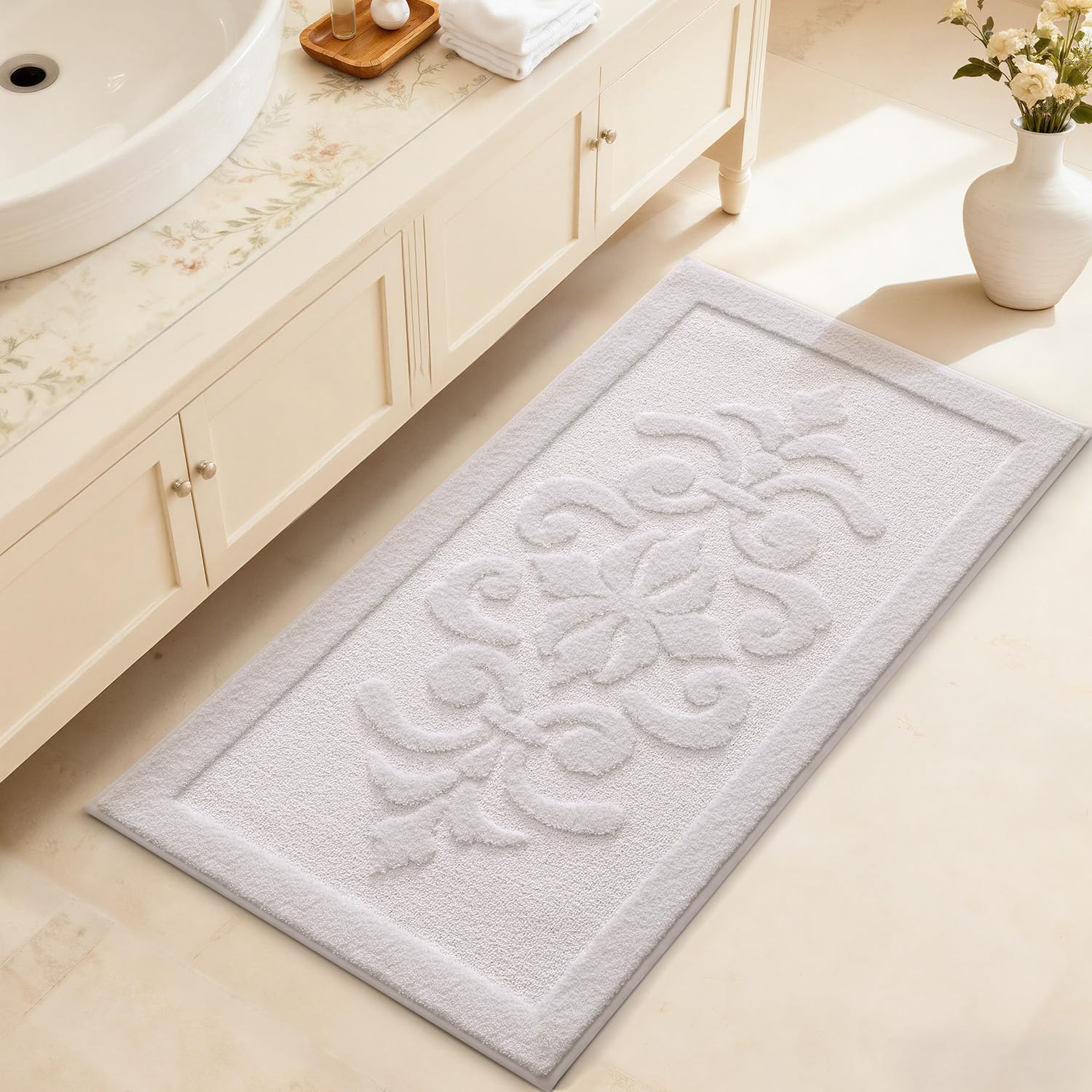 LUMI Ultra Absorbent Bathroom Rug Non Slip Rubber Backing, Machine Washable Bath Mat Soft Premium Microfiber, Elegant Luxury Bath Rugs Quick Dry for Bathtub and Shower Floor, Decor, 24x36 - Image 5