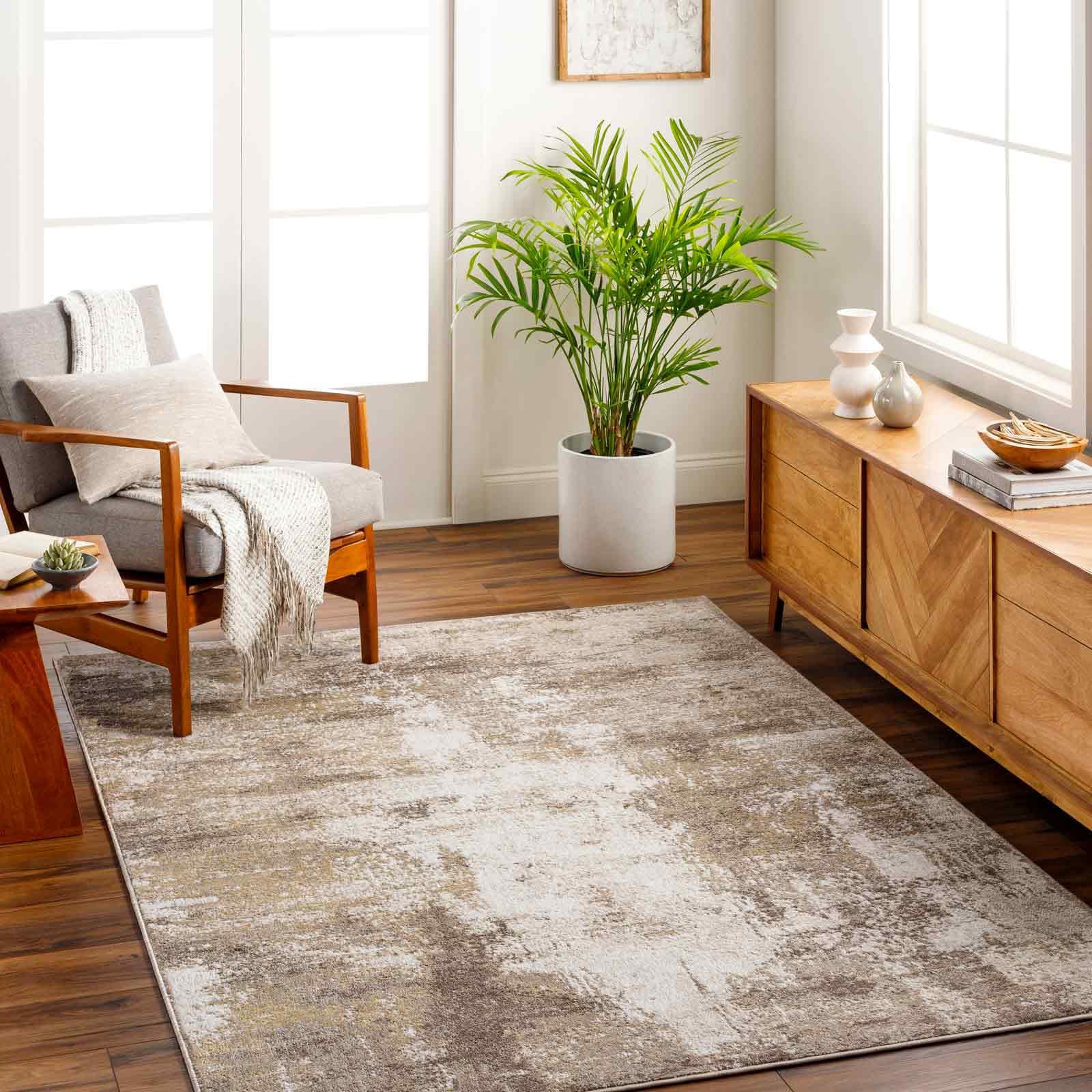 Livabliss Brown/Grey San Francisco-Abstract Taupe Modern Marble Rug - 160 X 213 Cm