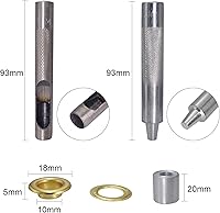 Vista 2 de Wolfride 100 Sets Brass Grommet kit 10mm 3/8" Inside Diameter Canvas Fabric Grommet Kit Tarp Eyelet kit (4 Colors)