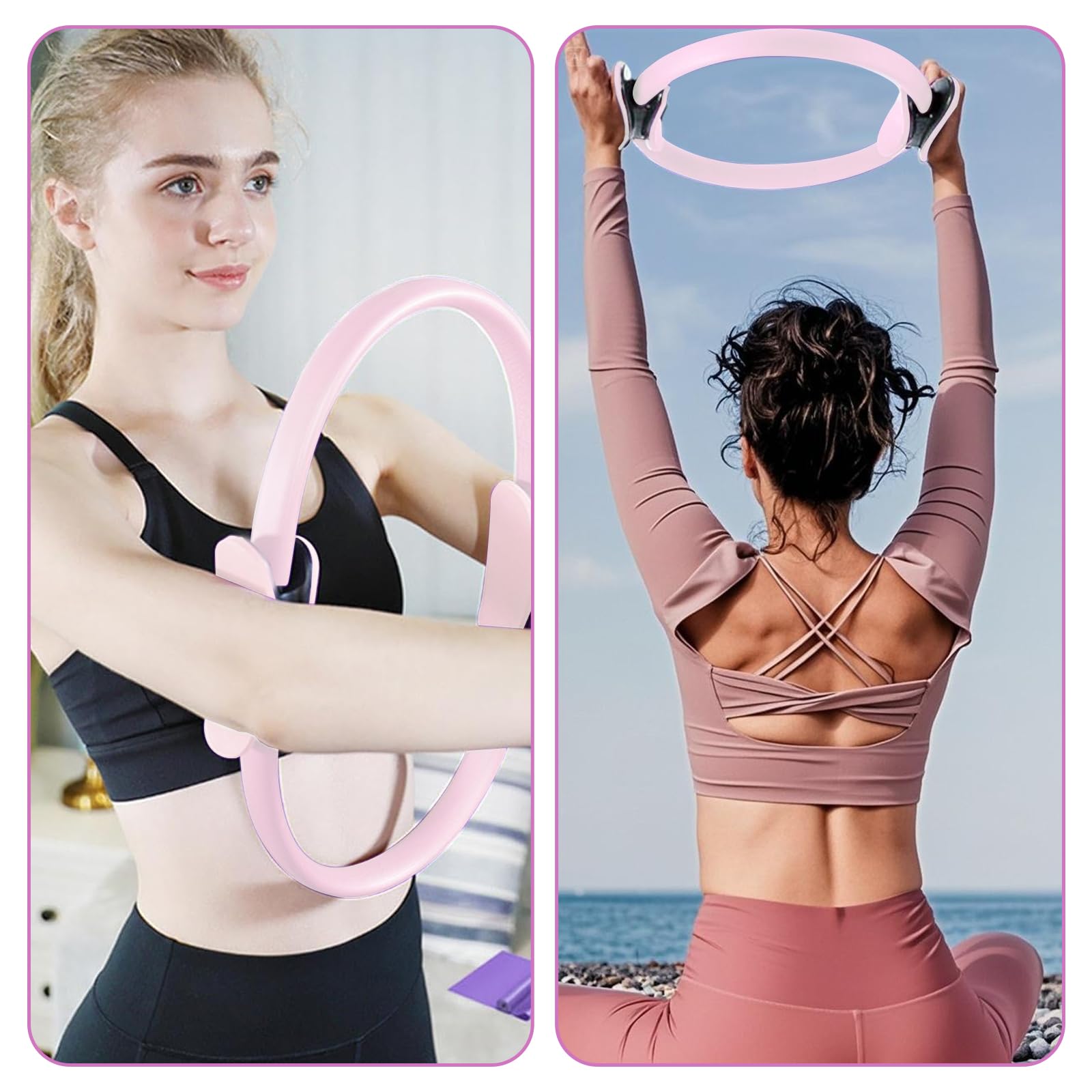 COONE Kit Pilates Maison, Anneaux De Pilates, Better Me Pilates Kit, Comprend l'anneau De Pilates Le Ballon De Yoga La Sangle D'assistance De Yoga l'anneau De Yoga pour Les Jambes