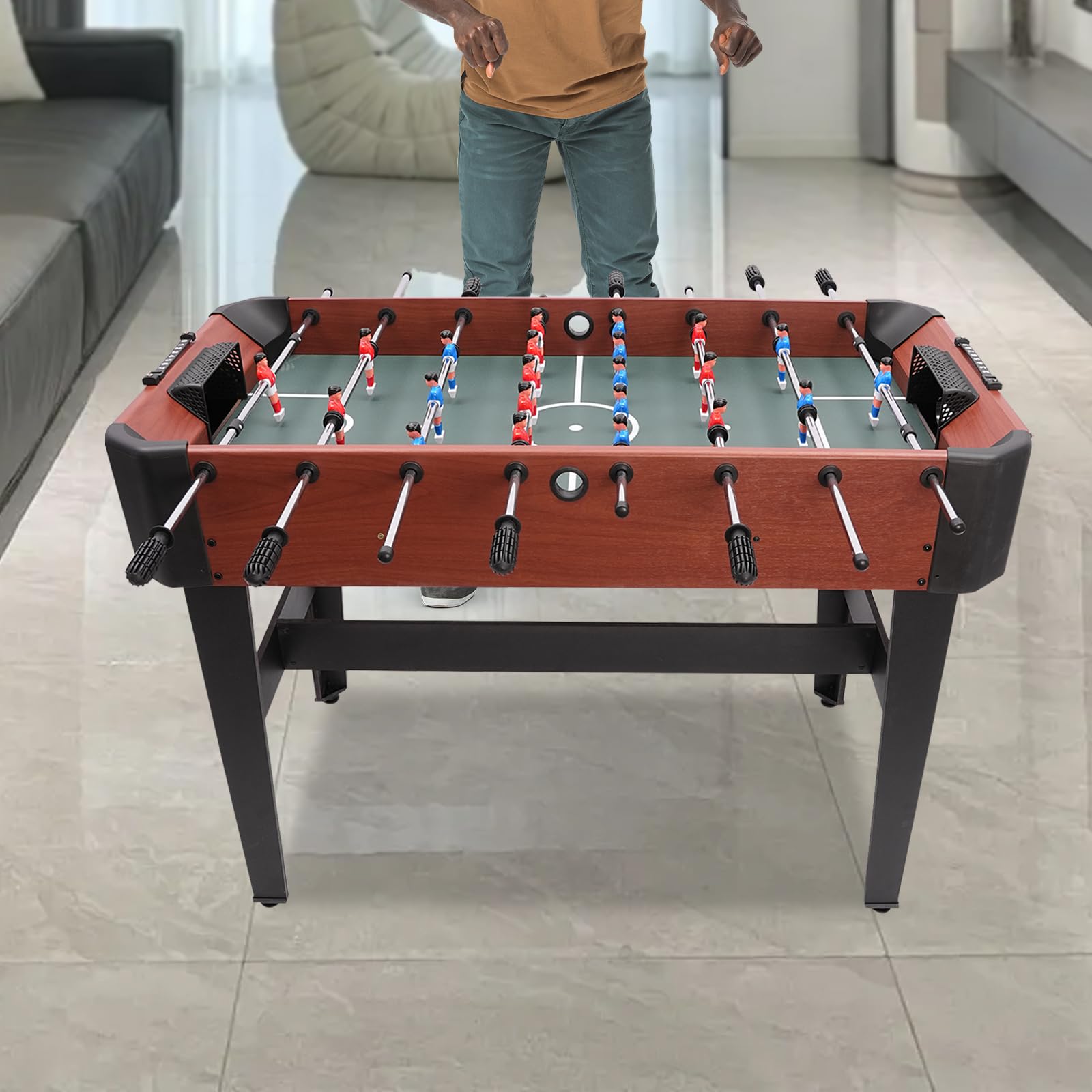 AGULIUM Foosball Table 8-Stick Foosball Game Table Mini Foosball Table with 9-Point Scorer Soccer Table Game for Adults and Kids(47.2 x 24 x 31.8in)