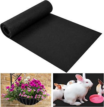 12 x 120 Inch Felt Planter Liner Roll Non-Woven Fabric Coconut Basket Liner Alternative Plant Liner Roll Black Coco Liners Roll Replacement Easy to Cut for Planter Hanging Flower Basket Window Box