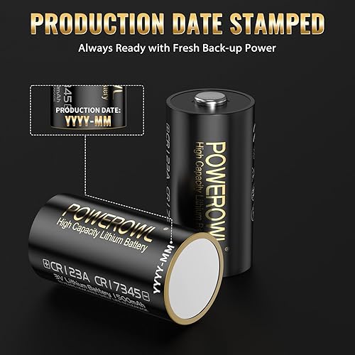 Miniatura 5 de POWEROWL Batería de litio CR123A de 3 V, 12 unidades, baterías de alta capacidad 123A 123 C123, potencia de larga duración