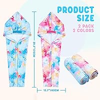 Vista 2 de WAWSAM Paquete de 2 toallas de secado de cabello para niños, toalla de microfibra para el cabello para niñas, gorro de pelo de secado rápido con Azul