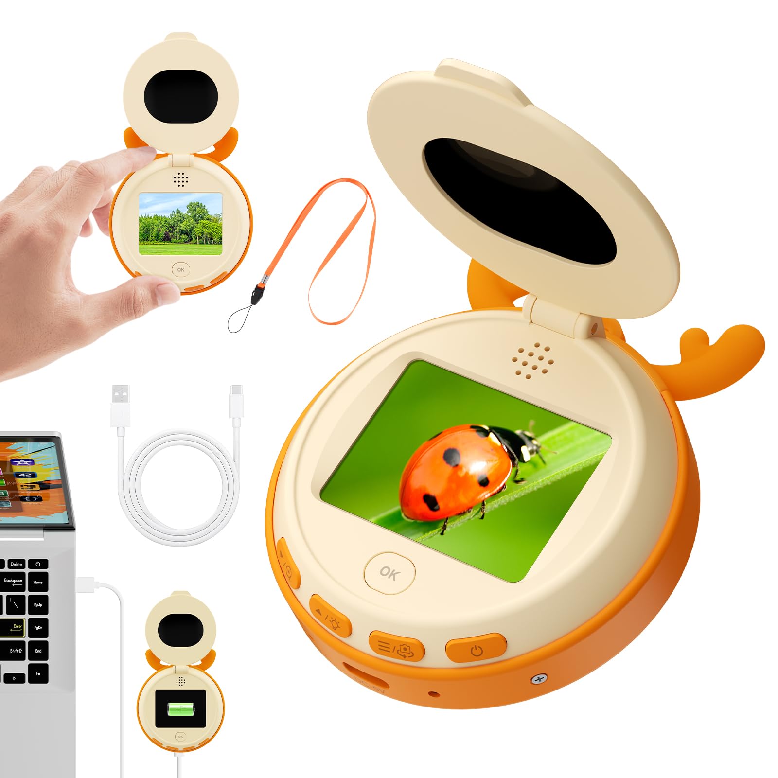 WADEO Microscopio per Bambini, [Scattare Foto e Registrare Video] [2.0" Schermo HD] Mini Portatile Microscopio Elettronico, Regalo Educativo per i 3-12 Anni