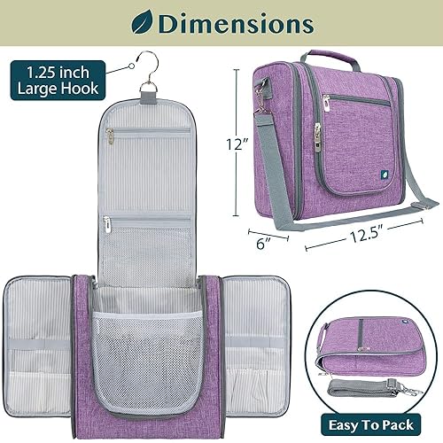 Miniatura 2 de PAVILIA Bolsa de aseo extragrande para mujeres y hombres, organizador de cosméticos colgante, bolsa de maquillaje resistente al agua para