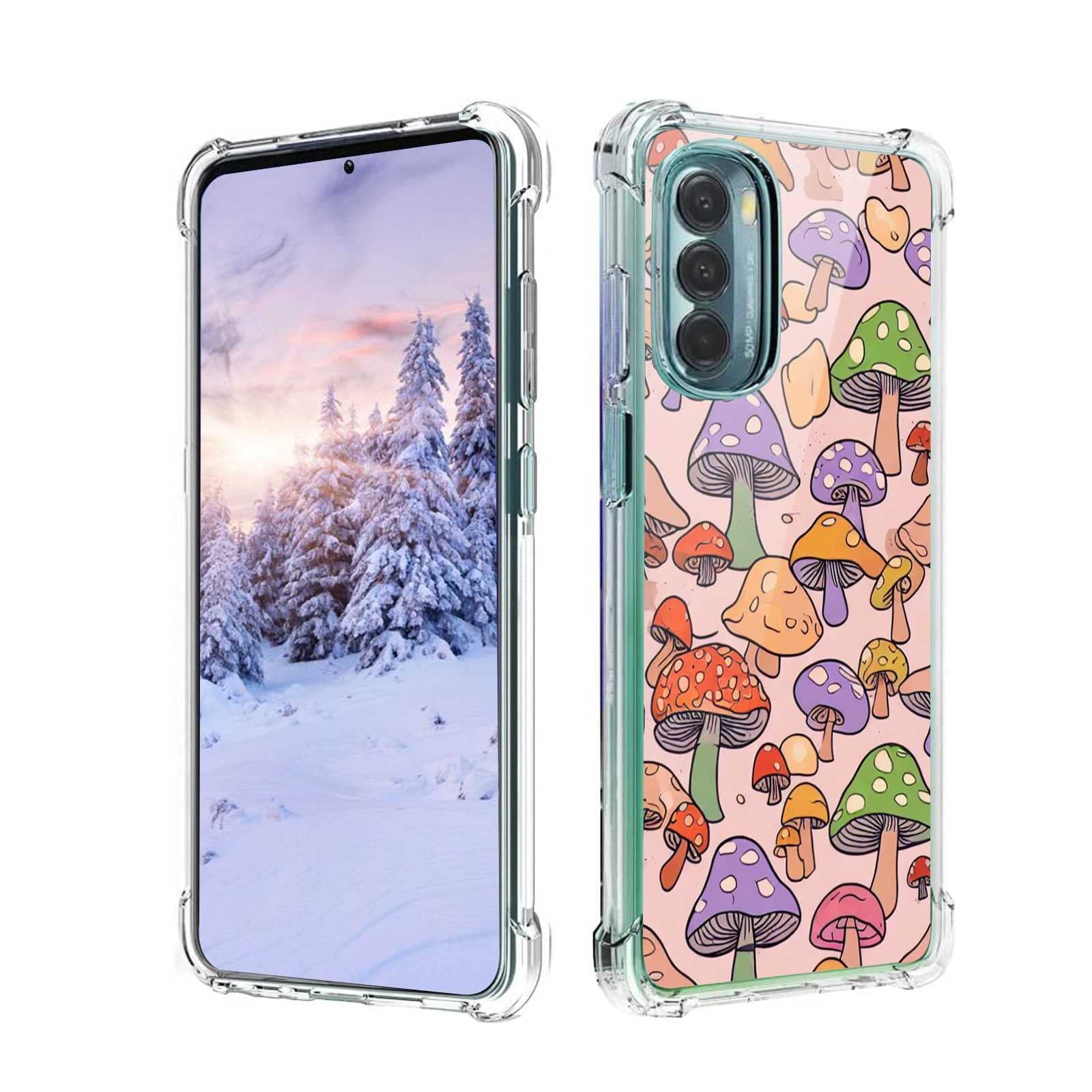 Compatible with Moto G Stylus 5G 2022 Mushroom Case, Summer Vibes Mushroom Colorful Shrooms Graphic for Moto Case Girls Women, Soft TPU Transparent Case for Moto