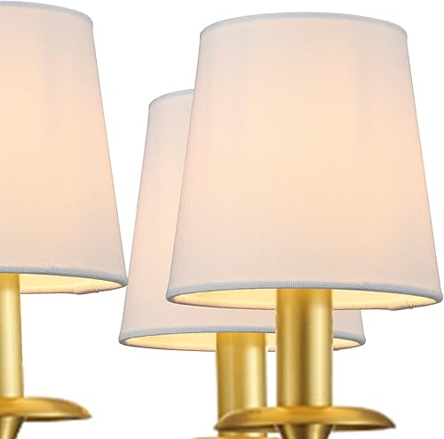 Miniatura 5 de Lampwell VALO - Juego de 6 pantallas de lámpara de araña con clip, barril pequeño, 5.2 x 4 pulgadas x 5.2 pulgadas de alto, lino, hechas a mano,