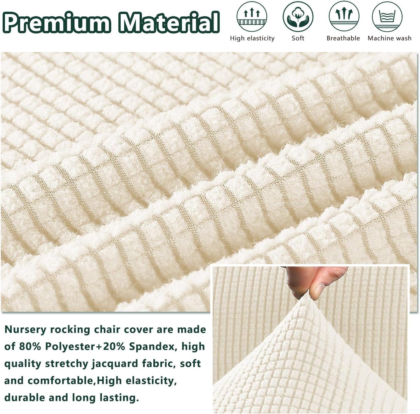 Nursery Rocking Chair Cover,Modern Glider Chair Cover for Recliner Armchair with Wood Legs and Side Pocket, Furniture Protector Washable