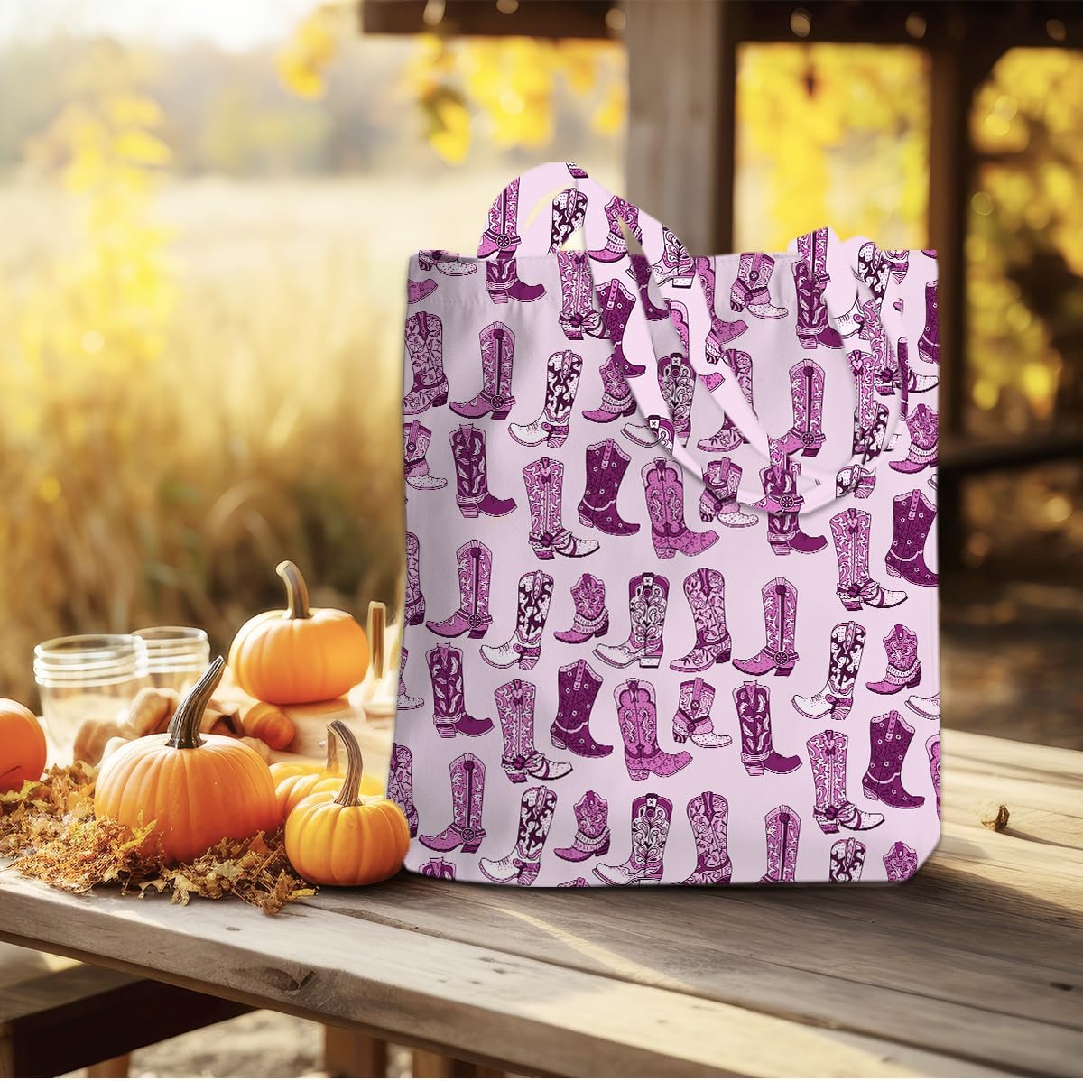 Western Decor Tote Bag for Women Western Stuff Gifts for Women Friend Reusable Grocery Bags for Shopping Christmas - Image 5