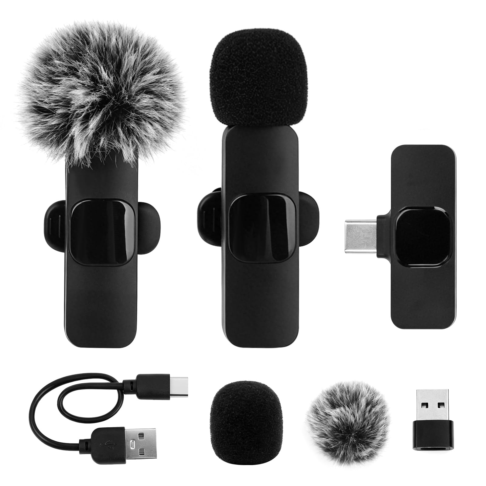 Lavalier Mini Mic Pro mikrofon bezprzewodowy do iPhone'a i telefonów z systemem Android, mikrofon do telefonu komórkowego z wtyczką USB-C/USB/Lightning, redukcja szumów do nagrywania wideo, wywiadów