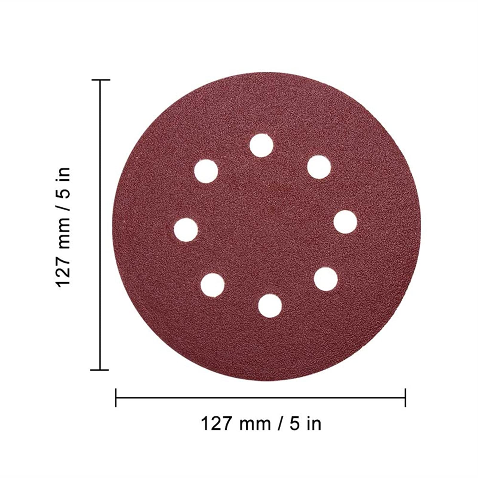 50 sztuk 5 cali 125mm okrągły papier ścierny tarcza szlifierska tarcza osiem otworów piaszczysta ziarnistość 40/60/80/120/240, tarcza szlifierska z hakiem i pętlą, polerowanie