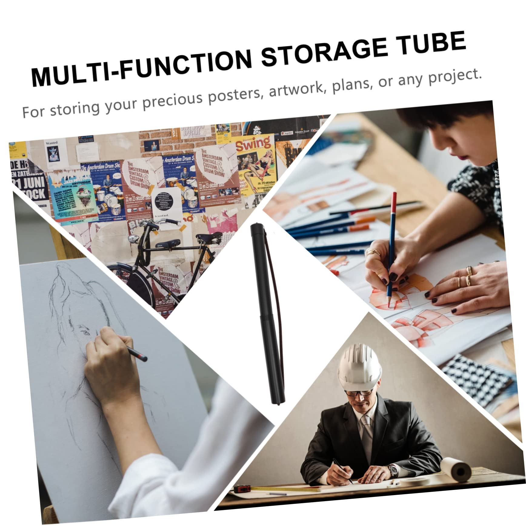 SHINEOFI Artwork Carrying Tube Extendable Drawing Storage Tube Shoulder Strap for Posters Prints