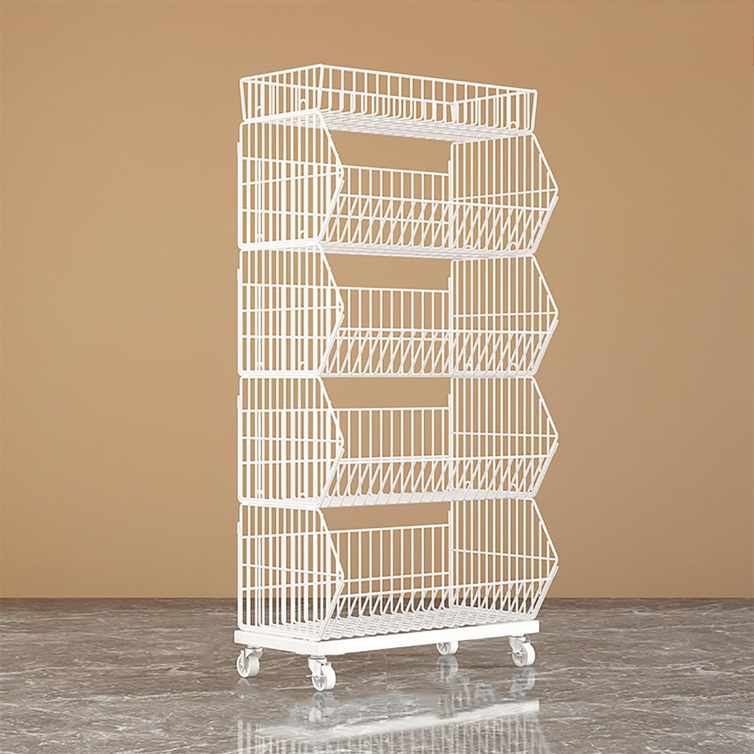METTEOR Snack Storage Rack,5-Tier Snack Basket, Candy Display Rack, Big Metal Wire Retail Display Racks for Convenience Stores Office Pantry Kitchen, Supermarket Fruit Vegetable Display Sh (White 60