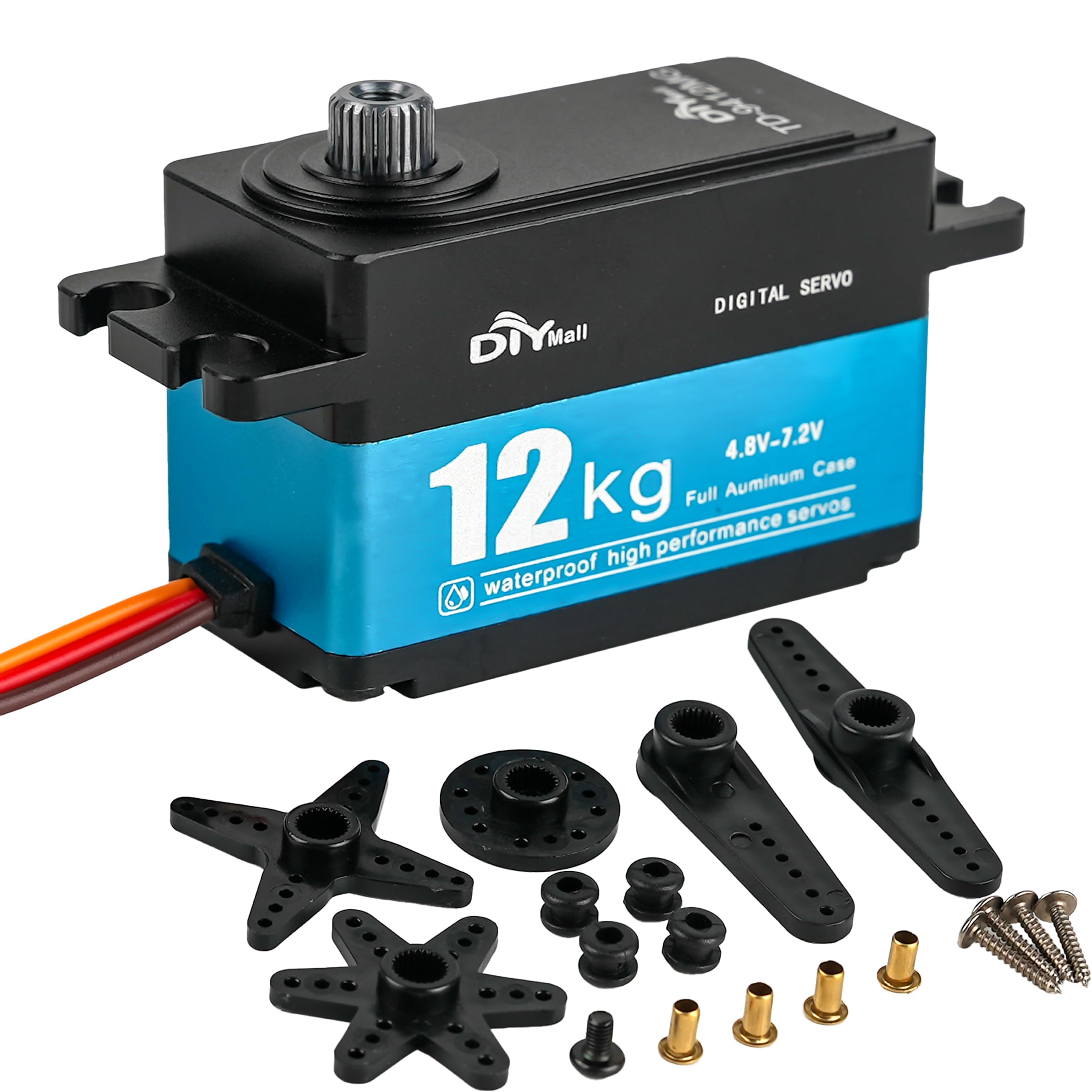 Wishiot 12KG Low Profile Servo High Torque RC Digital Servo 270° Waterproof Servo High Speed Full Metal for 1/8 1/10 RC Car DIY Robotic (TD-9412) — image 1